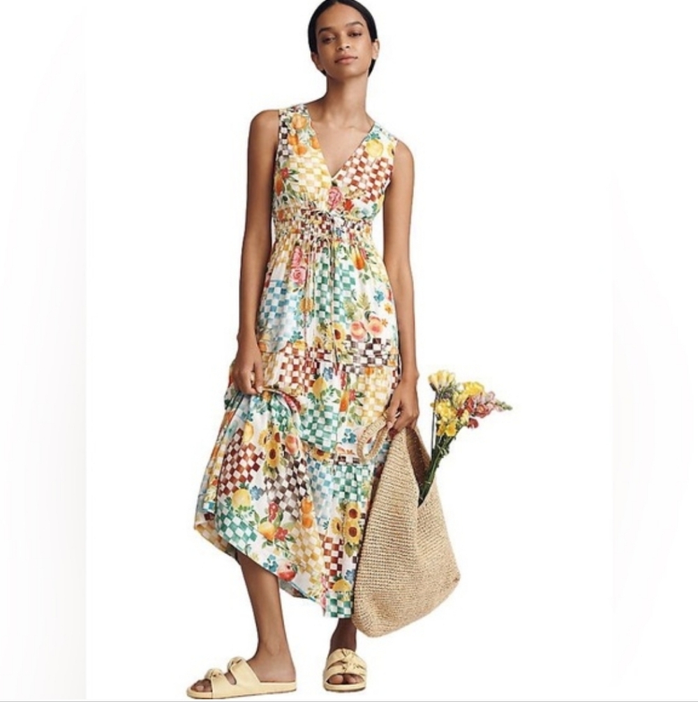 Anthropologie Somerset Linen Ties Maxi Dress-NWT